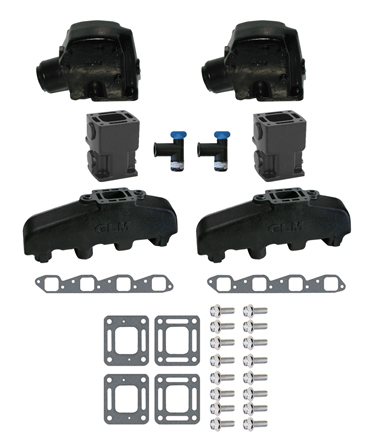 MERCRUISER COMPLETE EXHAUST MANIFOLD SET GM B-B (CAST IRON)